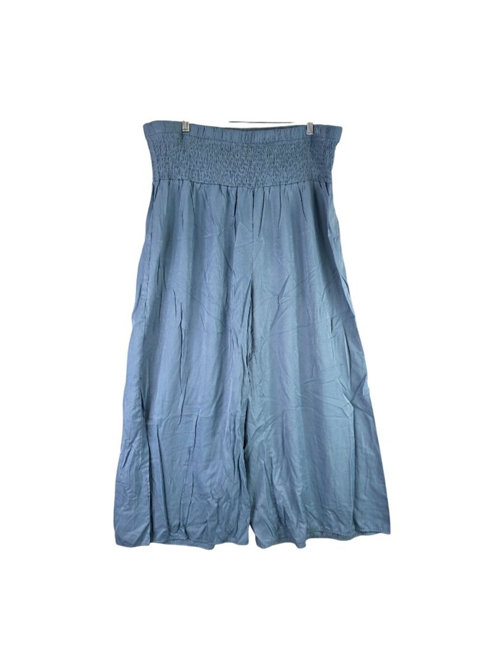 Womens Flowy Blue Wide Leg Pants Smocked Waistband 100% Polyester Size 4XL